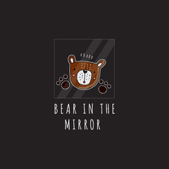 Wall Mural - icon logo cute bear hand drawn