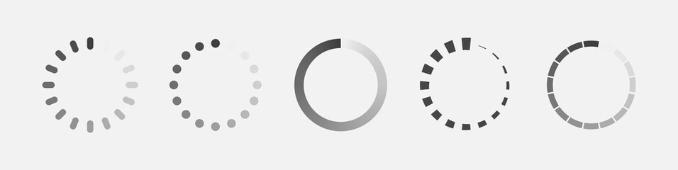 Poster - Loader icon vector circle button. Load sign symbol progress bar for upload download round process. Vector illustration. 