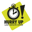 Timer countdown, last minute offer, hurry up isolated icon