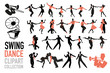 Swing dance clipart collection. Set of swing dancers isolated on white background.