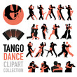 Tango dance clipart collection. Set of couples of tango dancers isolated on white background.