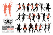 Charleston dance clipart collection. Set of jazz dancers isolated on white background.