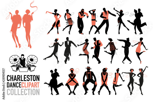 Charleston dance clipart collection Poster Mural XXL