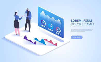 Wall Mural - Statistical analysis landing page vector template