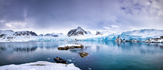 panorama of the smeerenburg glacier svalbard