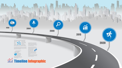 Business road map timeline infographic expressway concepts designed for abstract background template milestone diagram process technology digital marketing data presentation chart Vector illustration