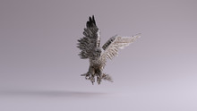 Silver Eagle In Flight Hunting Sculpture Front View 3d Illustration 3d Render