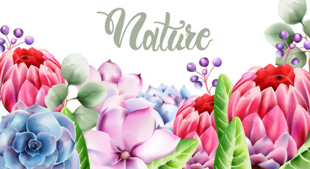 wild nature watercolor flowers bouquet vector. delicate postcard
