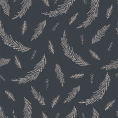 Naklejka na meble Seamless pattern of coniferous twigs with a white outline