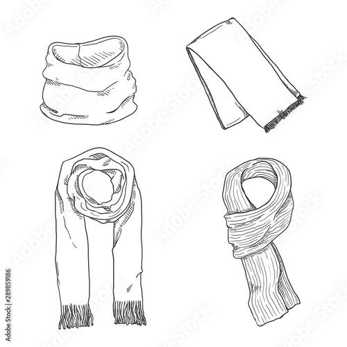 Fotomural Vector Set of Black Sketch Scarfs