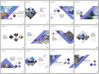 Canvas Print - minimal brochure templates with colorful cubes, trendy geometric abstract background. covers design 