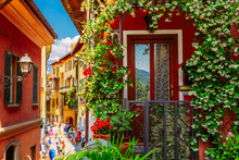 Colorful Italian Architecture In Bellagio Town, Lombardy Region, Italy