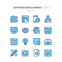 Aufkleber - Software development icons. Vector line icons set. Premium quality. Simple thin line design. Modern outline symbols collection, pictograms.
