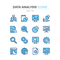 Fototapete - Data analysis icons. Vector line icons set. Premium quality. Simple thin line design. Modern outline symbols collection, pictograms.