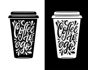 Poster - Coffee to go lettering. Take away coffee typography. Vector vintage illustration.