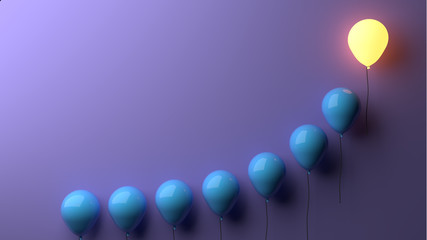 stand out concept with glowing balloons
