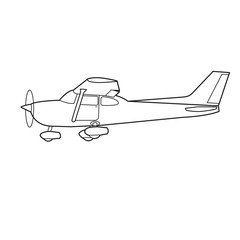 Wall Mural - Small plane vector illustration. Single engine propelled passenger aircraft.