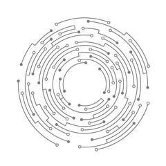 Poster - abstract circuit board. vector technology background. round shape consisting of dots and lines