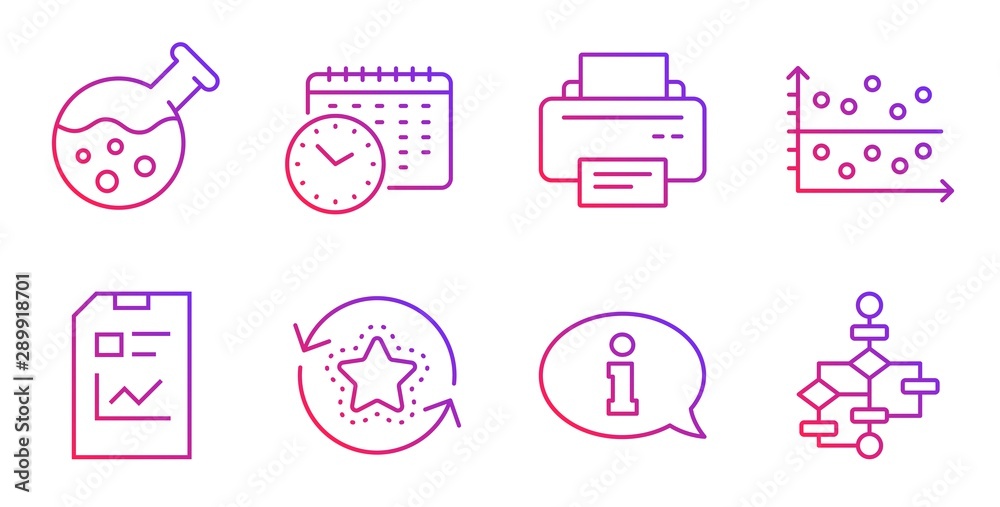Printer Lab Icon Chemistry lab, Printer and Information line icons set. Report document ...