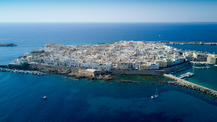 Wall Mural - Aerial photo shooting with drone on Gallipoli, famous Salento city on the Mediterranean sea