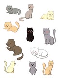Fototapeta Pokój dzieciecy - set of cats hand drawn 