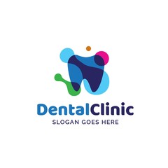 Wall Mural - dental clinic dentistry logo design with tooth in modern colorful rainbow bubble illustration