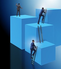 Sticker - Businessman climbing blocks in challenge business concept