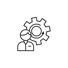 Poster - Gear, employee, recruitment icon. Element of recruitment thin line icon