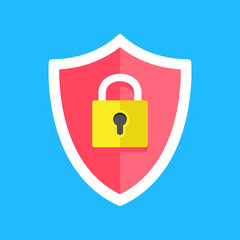Leinwandbilder - Security, protection. Shield with padlock. Modern flat design. Vector icon
