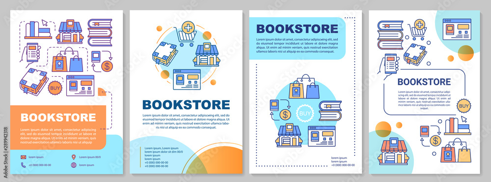 Bookstore brochure template. Flyer, booklet, leaflet print, cover ...