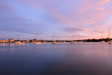 Sunset Over The Harbor On Ocracoke Island, North Carolina