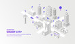 Modern technology sevice with the connected smart city background