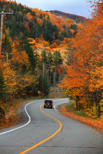 Scenic Road Through Quebec Countryside In Autumn Time