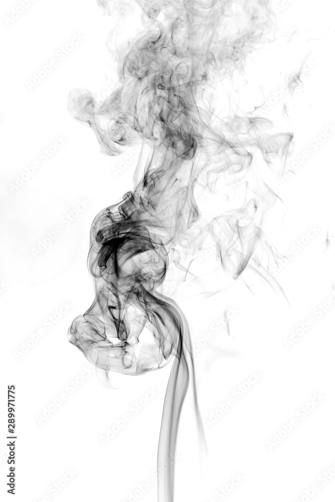 Black smoke on white background - obrazy, fototapety, plakaty 
