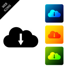 Poster - Cloud download icon isolated on white background. Set icons colorful square buttons. Vector Illustration