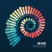 Big Data Visualization. Abstract Background With Spiral Array And Binary Code. Connection Structure. Data Array Visual Concept. Big Data Connection Complex.