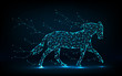 Abstract horse racing composed of polygons. Low poly vector illustration of a starry sky or cosmos. Vector.