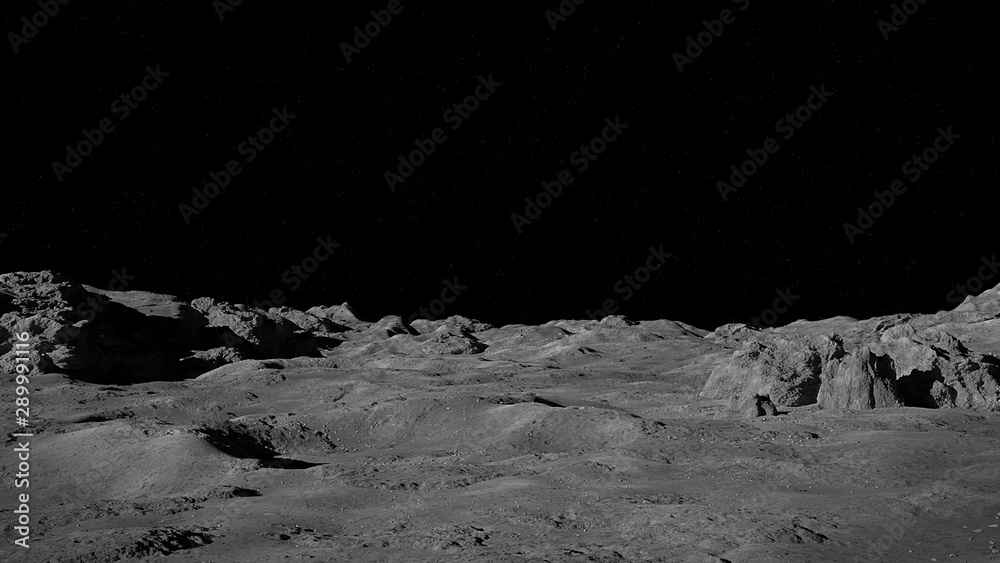 Moon surface, lunar landscape - obrazy, fototapety, plakaty 