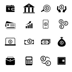 Canvas Print - Set of money related icon with black and white design. 