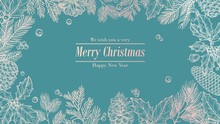 Christmas Card. Holidays Background, Invitation. Winter Fir Pine Branches, Pinecones Floral Border. Christmas, Xmas Banner Template. Illustration Of Merry Xmas, Conifer Branch Template Poster