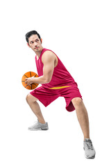 Poster - Asian man playing basketball in action