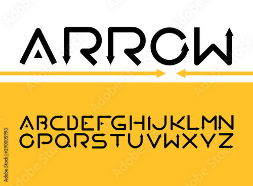 Stylized, complete english alphabet, full ABC with latin letters, futuristic,...