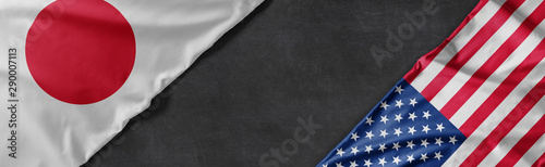Cuadros en Lienzo Flags of Japan and the United States of America with copy space