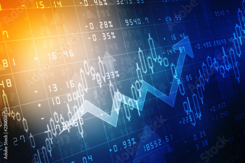 Cuadros en Lienzo Futuristic raise arrow chart digital transformation abstract technology background
