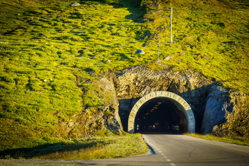 Poster - Road with tunnel in mountains Norway