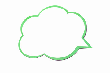 Wall Mural - speech bubble as a cloud with light green border isolated on white background. copy space