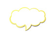 canvas print picture - Speech bubble as a cloud with yellow border isolated on white background. Copy space