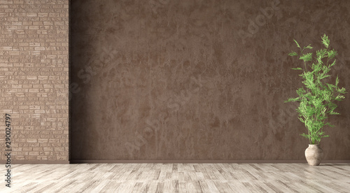 Interior Background Of Room With Brown Stucco Wall And Vase