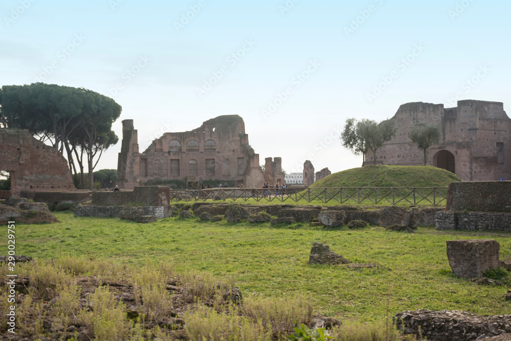 Ancient roman ruins at the Palatine Hill of Rome, Italy. Ancient roman ...