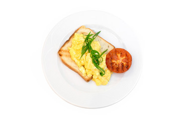 Wall Mural - Traditional breakfast plate with eggs and toast